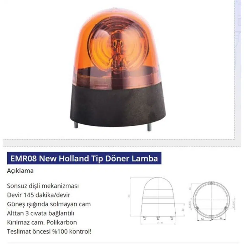 12V DÖNER LAMBA NEW HOLLAND TİP (1 AD )