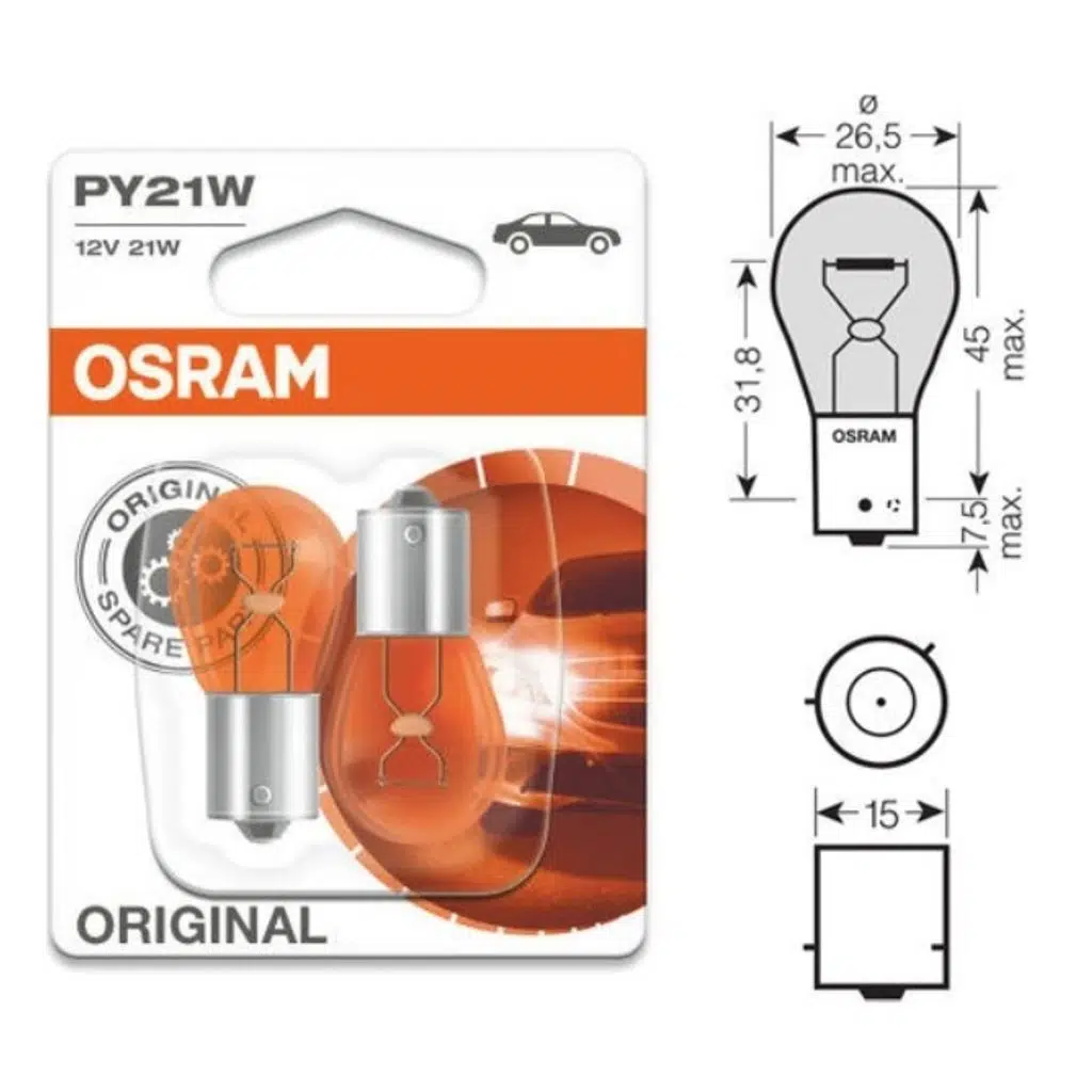 7507-02B 21W 12V BAU15S 10XBLI2 LF PY21W AMPUL 12V ORİGİNAL AMPUL (1 TK )