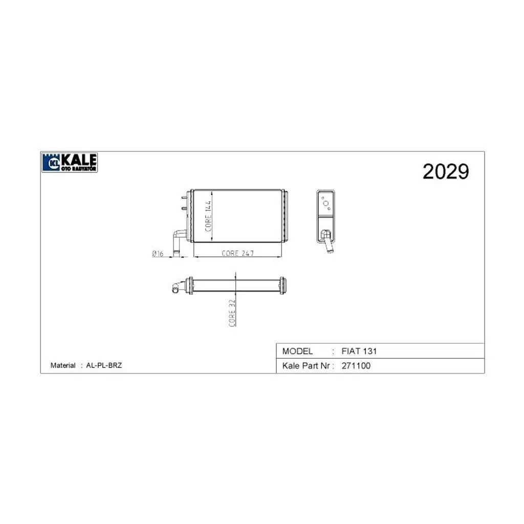 ALÜMİNYUM KALORİFER RADYATÖRÜ FIAT-TOFAŞ DKŞ 2 SIRA BRAZİNG SİSTEM (1 AD )