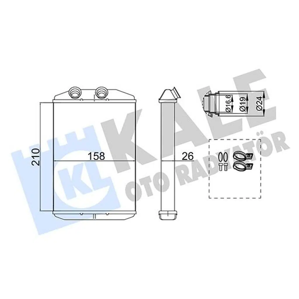 BRAZING KALORİFER RADYATÖRÜ 26 MM RENAULT KANGOO GRAND MASTER III MERDECES CITAN - NISSAN NV400 - OP EL MOVANO B (1 AD )