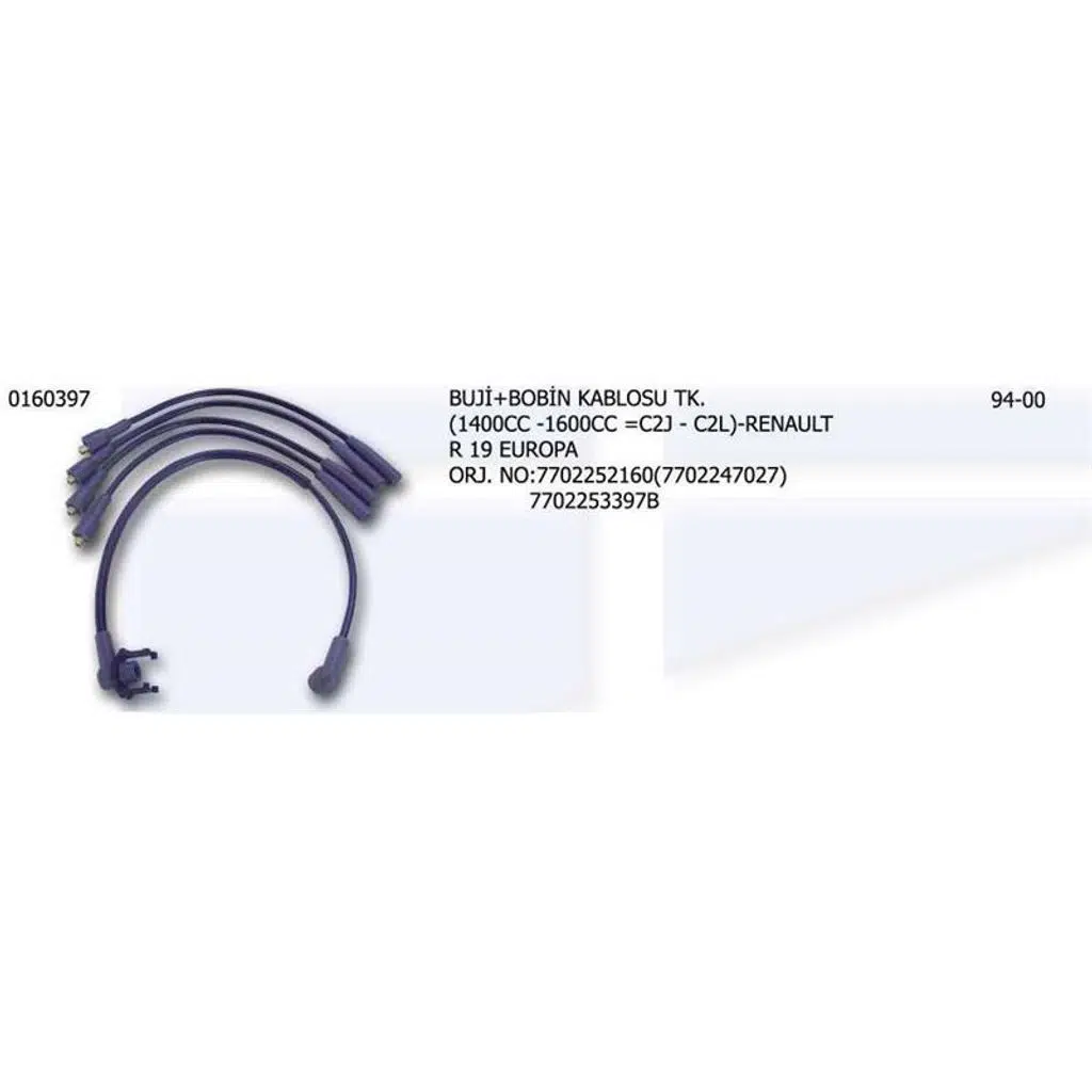 BUJİ ve BOBİN KABLOSU RENAULT R19 EUROPA 7702252160-7702247027 (1 TK )
