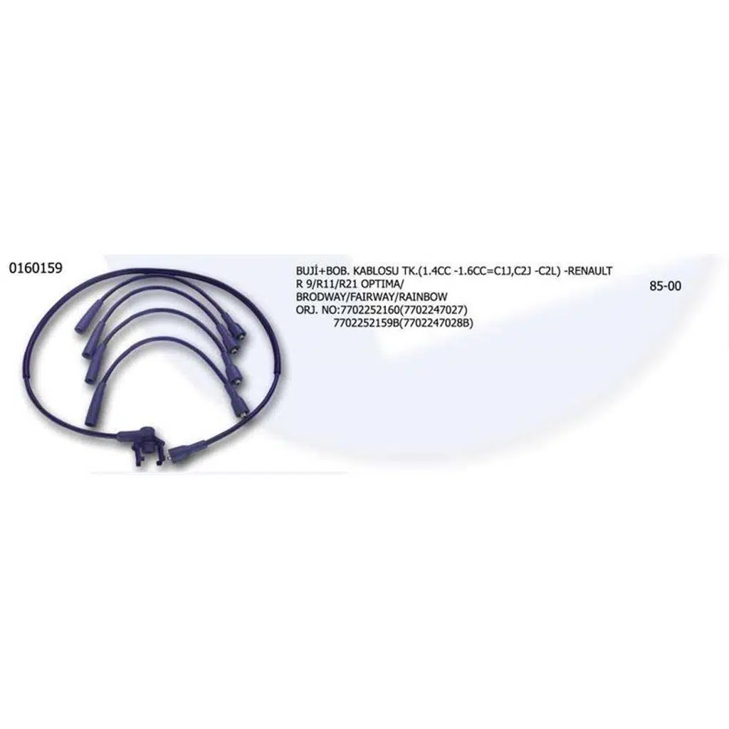 BUJİ ve BOBİN KABLOSU RENAULT R9/21/OPTİMA BRODWAY FAİRVEY 7702252160-7702247027 (1 TK )