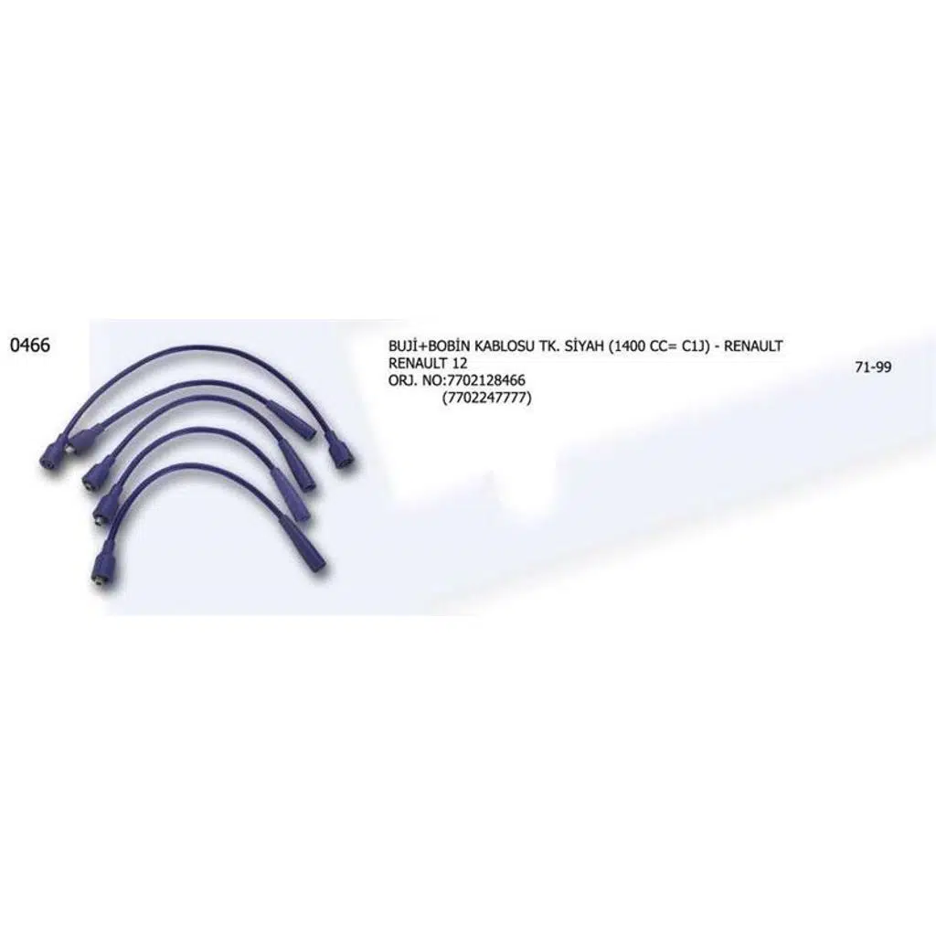 BUJİ ve BOBİN KABLOSU TK. 7702128466 RENAULT R12 7702247777 (1 TK )