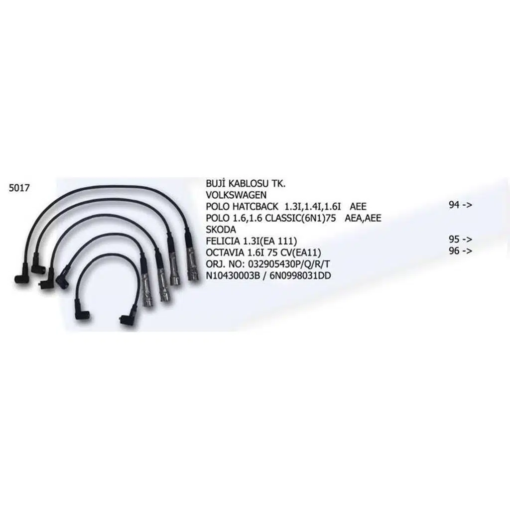 BUJİ ve BOBİN KABLOSU TK VW POLO HCBK 1 3-1 4-1 6 İ AEE 032905430P/Q/R/T ( (1 TK )