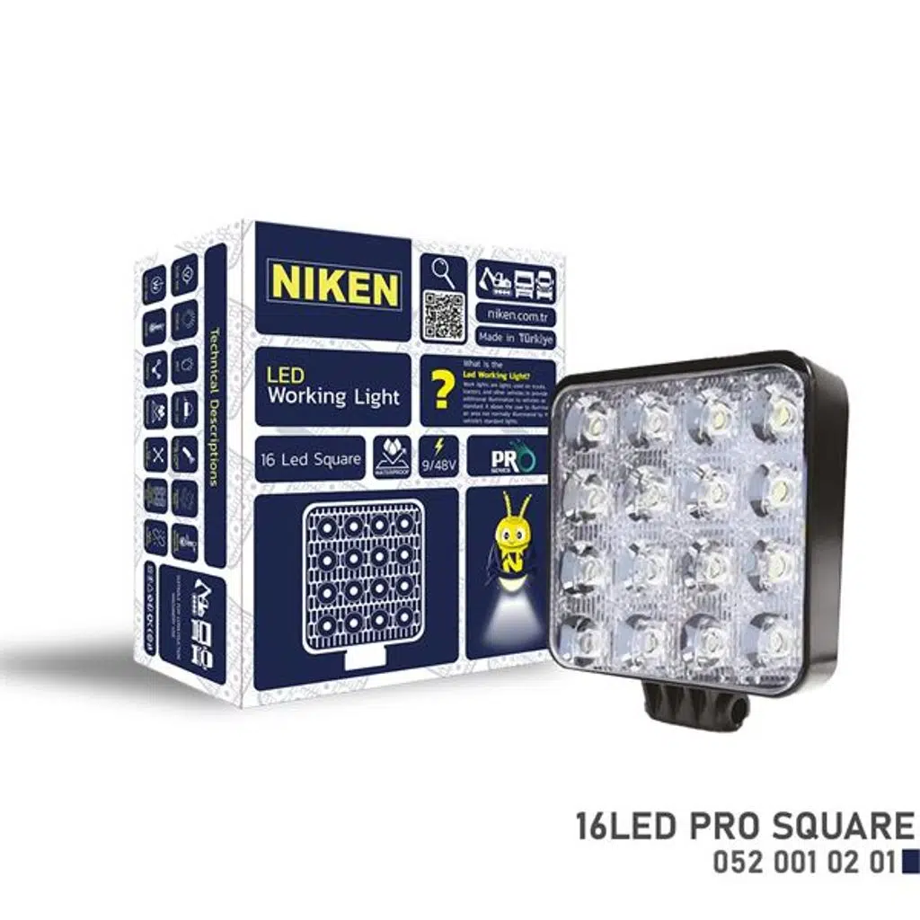 ÇALIŞMA LAMBASI 16 LED KARE (1 AD )