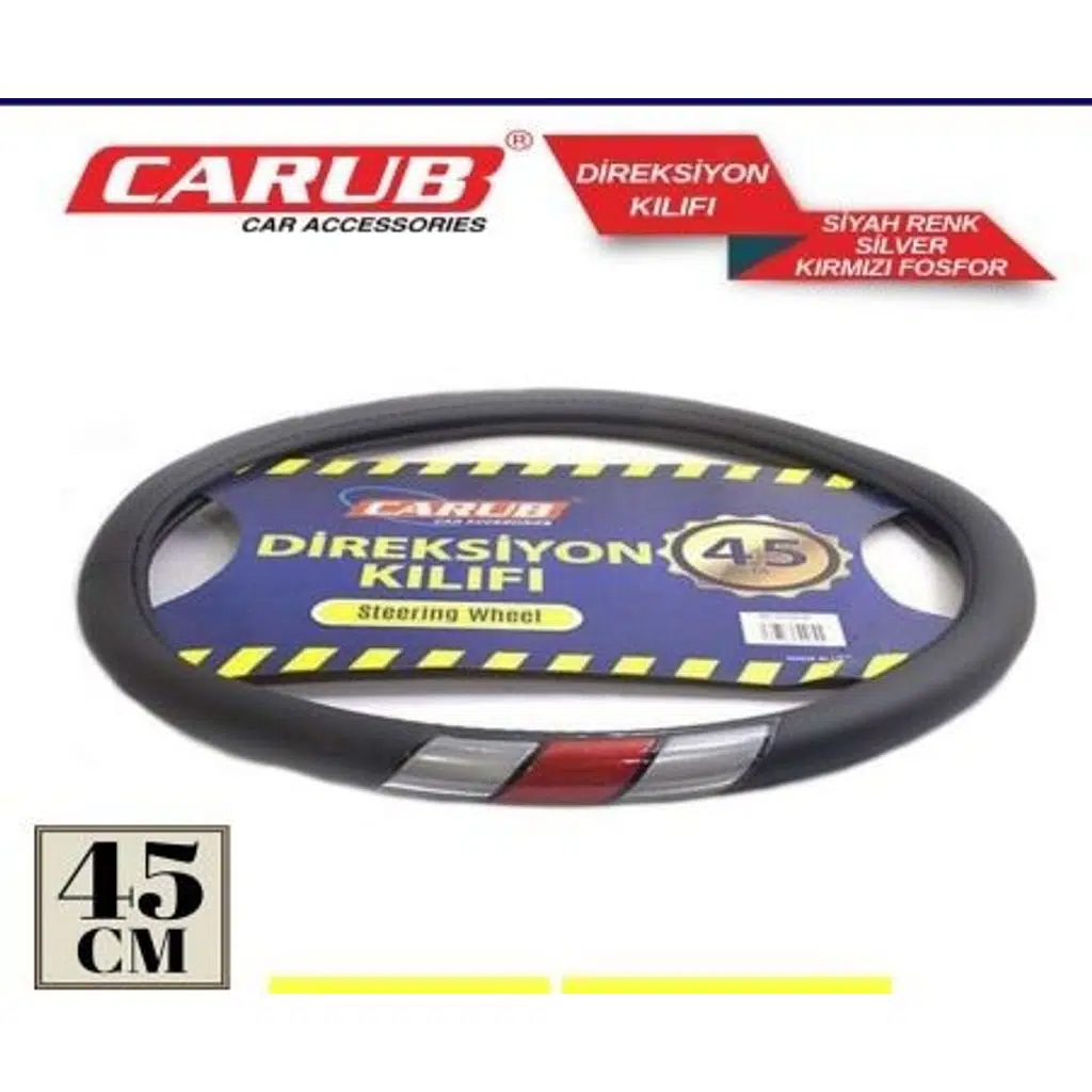 CARUB DİREKSİYON KILIF 45CM SİYAH SEDEF KIRMZ FOSF (1 AD )