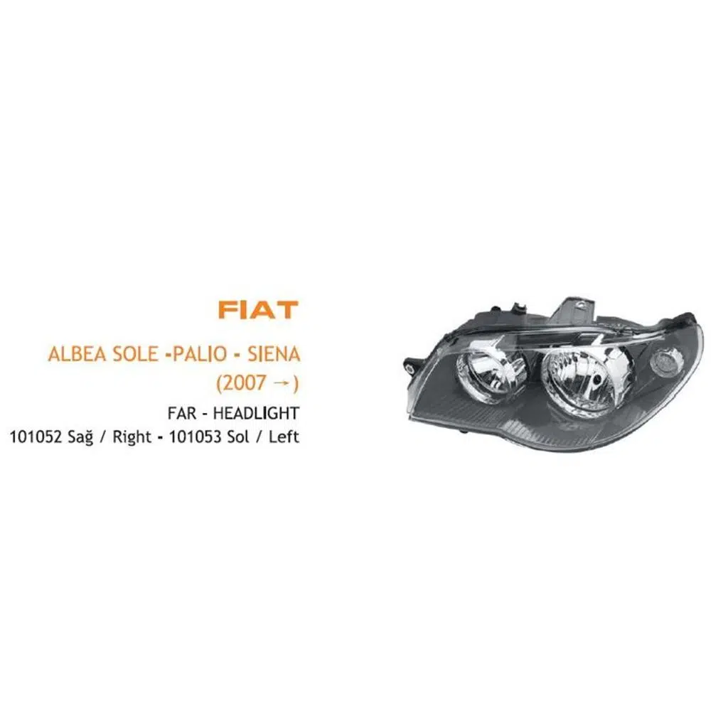 FAR SAĞ MOTORLU FIAT ALBEA SOLE -2005-2007- İÇİ SİYAH (KOLİ AD 4) (1 AD )