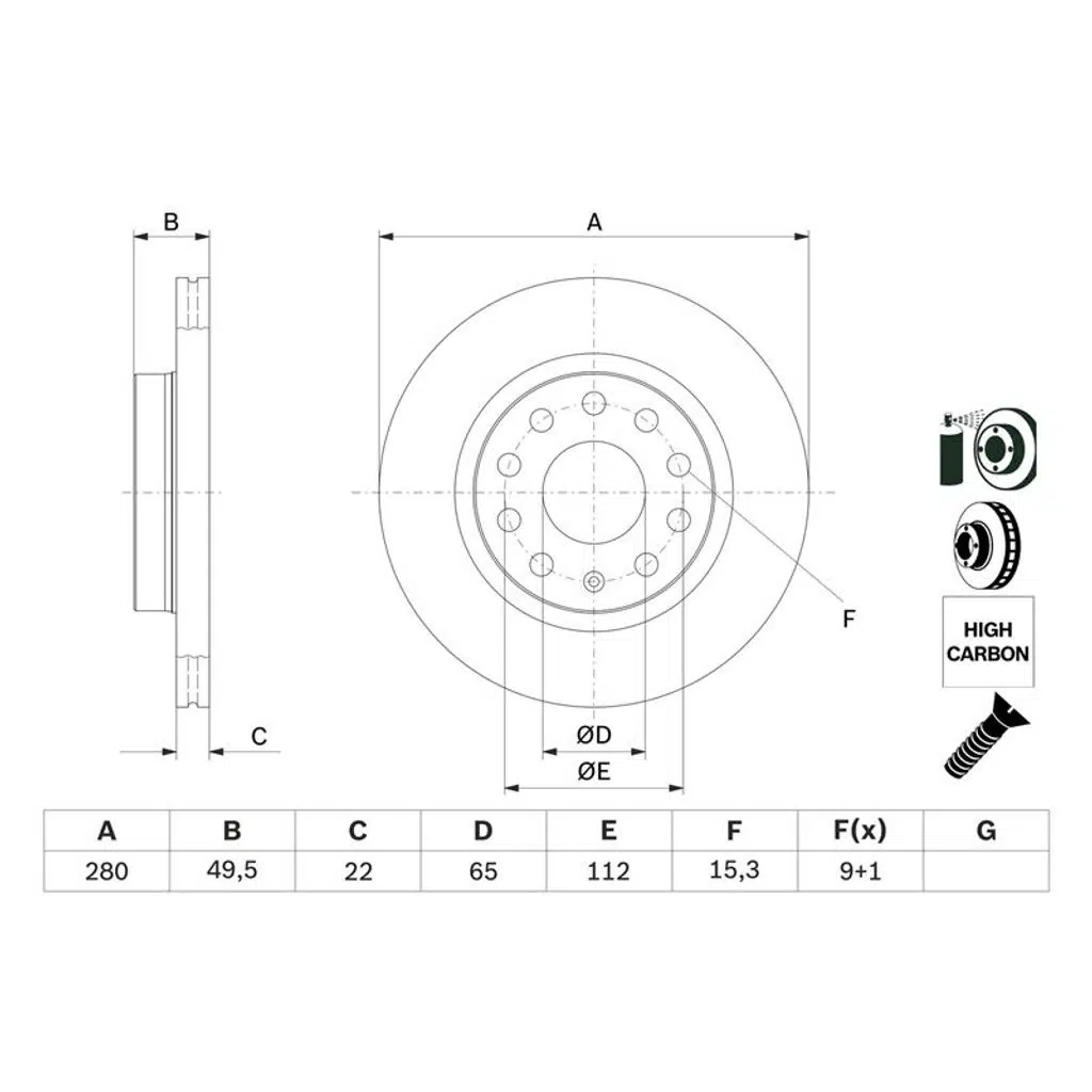 FREN DİSKİ AUDİ A3 1.2 TFSI 04.2010 - 03.2013 A3 (2 AD )