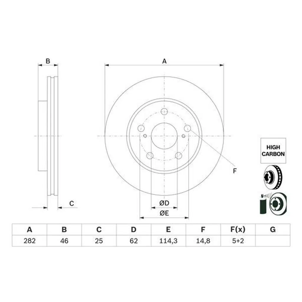 FREN DİSKİ ÖN SOL/SAĞ TOYOTA COROLLA 1.2/1.5 VVT-İ/1.6 VVT-İ/1.8 HYBRİD/1.8 WTI-İ (2 AD )