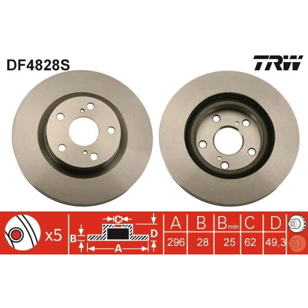 FREN DİSKİ ÖN TOYOTA AURIS 10> AURIS TOURING SPORTS 13> CAMRY 06> RAV 4 III 05> RAV 4 IV 12> ZELAS (1 TK )