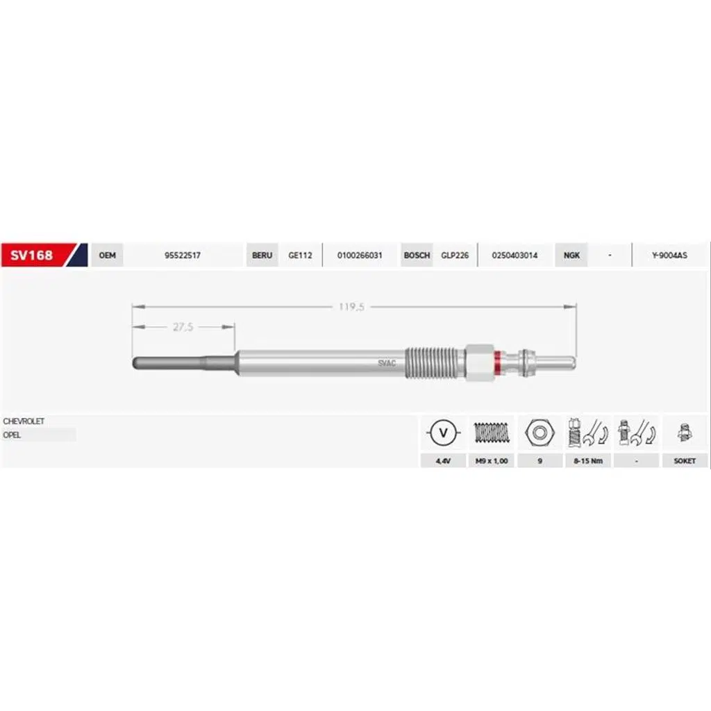 KIZDIRMA BUJİSİ 4.4V OPEL VECTRA-ASTRA CORSA 1.3-1.7 EURO5 (4 AD )