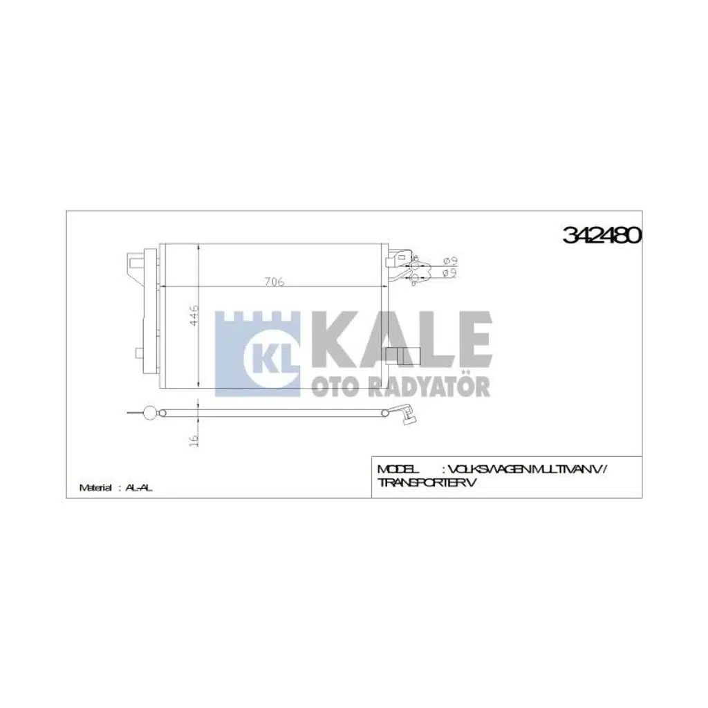 KLİMA RADYATÖRÜ VW MULTIVAN V / TRANSPORTER V BOX / BUS 09+ 2.0 TDI M () AL/AL (1 AD )