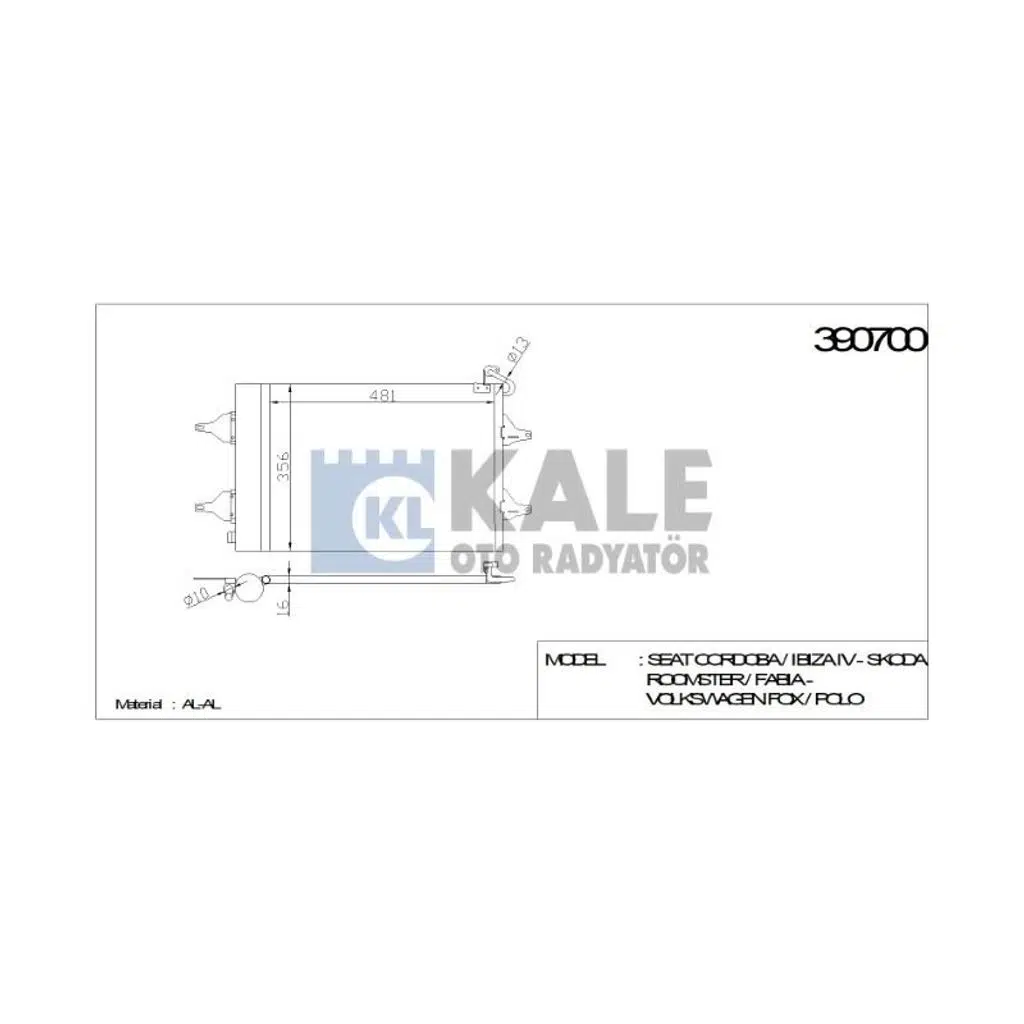 KLİMA RADYATÖRÜ VW POLO (515-362-16) AL/AL (1 AD )