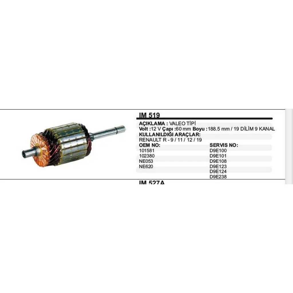 KOLLEKTÖR 12V 102380 RENAULT R9/R11/R12/R19 VALEO TİP (1 AD )