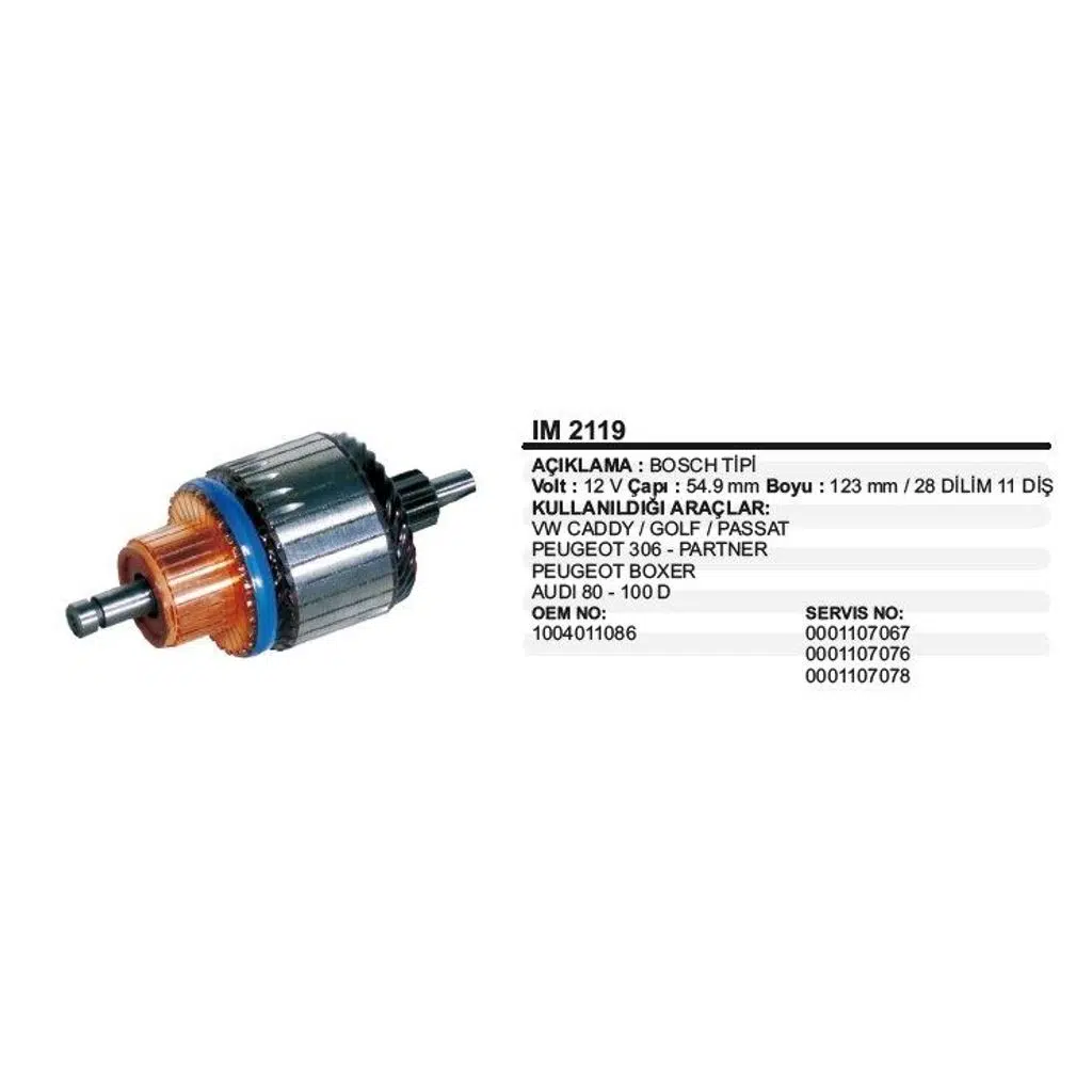 KOLLEKTÖR 12V 11 DİŞ VW CADDY-GOLF PASSAT AUDI 80-100D PEUGEOT 306 -PARTNER BOSCH TİP (1 AD )