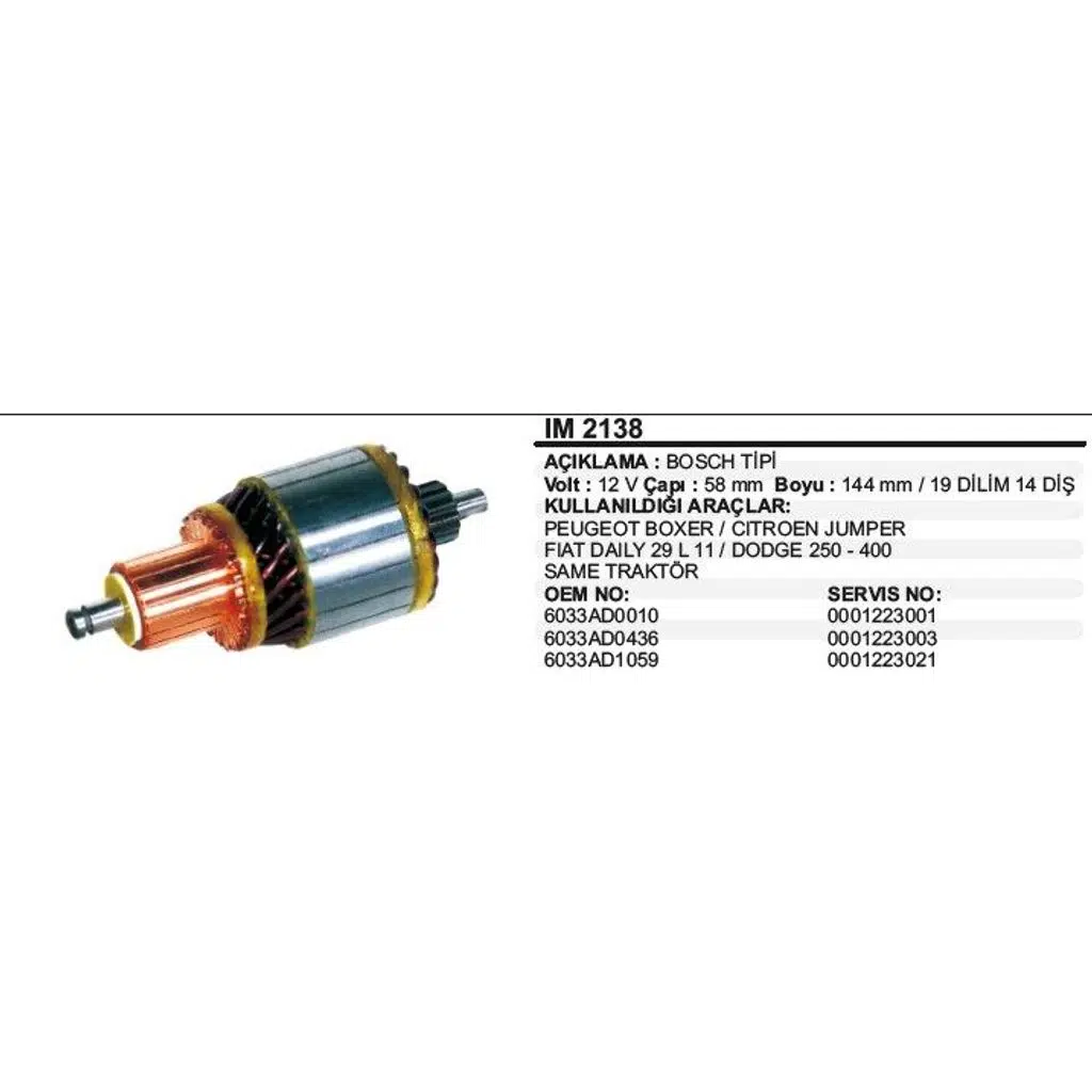 KOLLEKTÖR 12V 14 DİŞ BOSCH010 PEUGEOT BOXER / JUMPER /DODGE 250 - 400 SAME TRAKTÖR BOSCH TİP (1 AD )