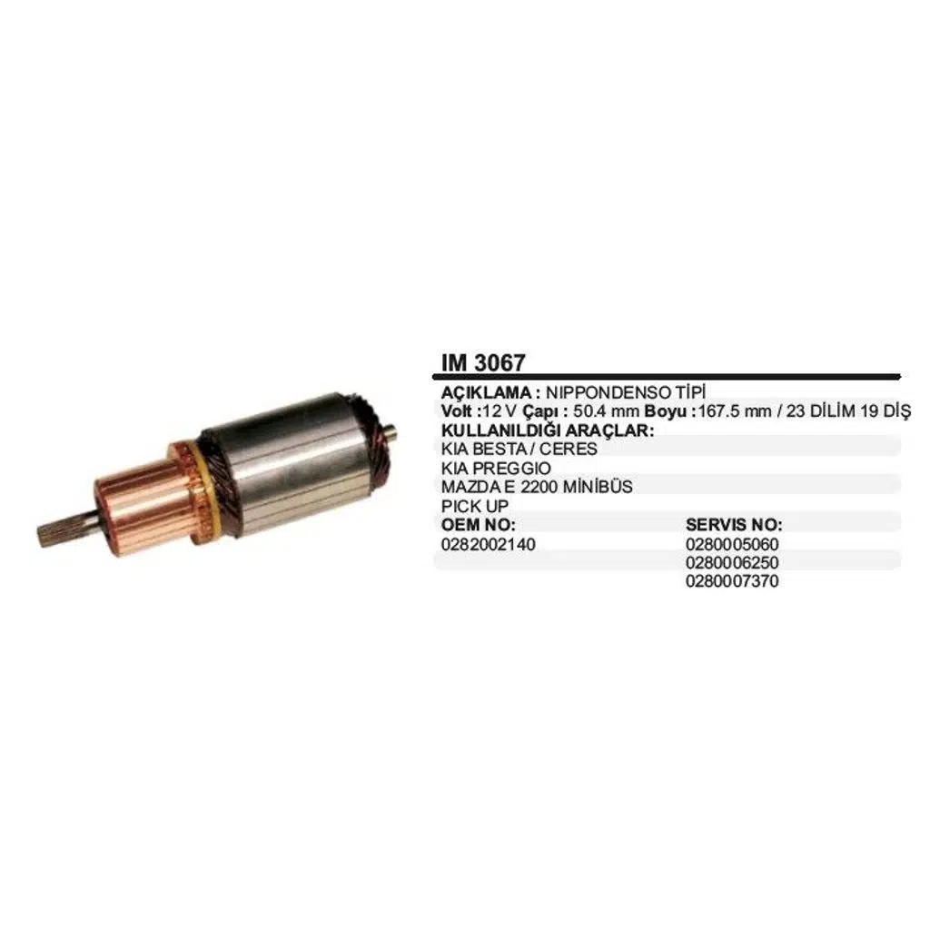 KOLLEKTÖR 12V 19 DİŞ KIA BESTA/CERES-MAZDA E2200 NIPPONDENSO TİP (1 AD )