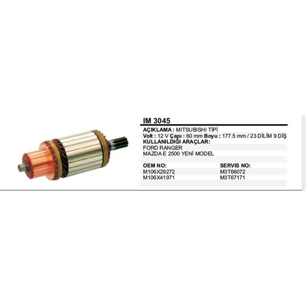 KOLLEKTÖR 12V 9 DİŞ MITSUBISHI FORD RANGER / MAZDA E2500 Y.M. MITSUBISHI TİP (1 AD )