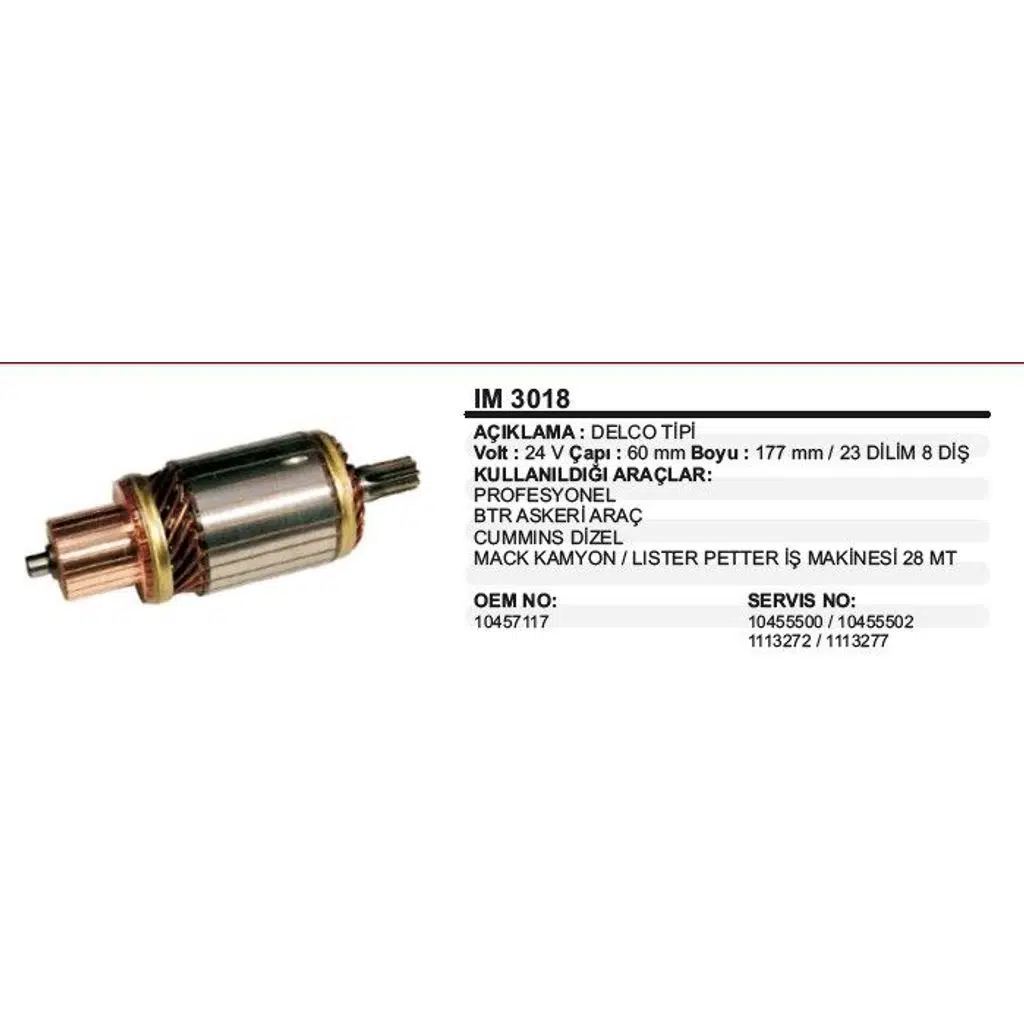 KOLLEKTÖR 24V 8 DİŞ 28MT DELCO BMC PROFESYONEL LESTER PETTER İŞ MAKİNASI DELCO TİP (1 AD )