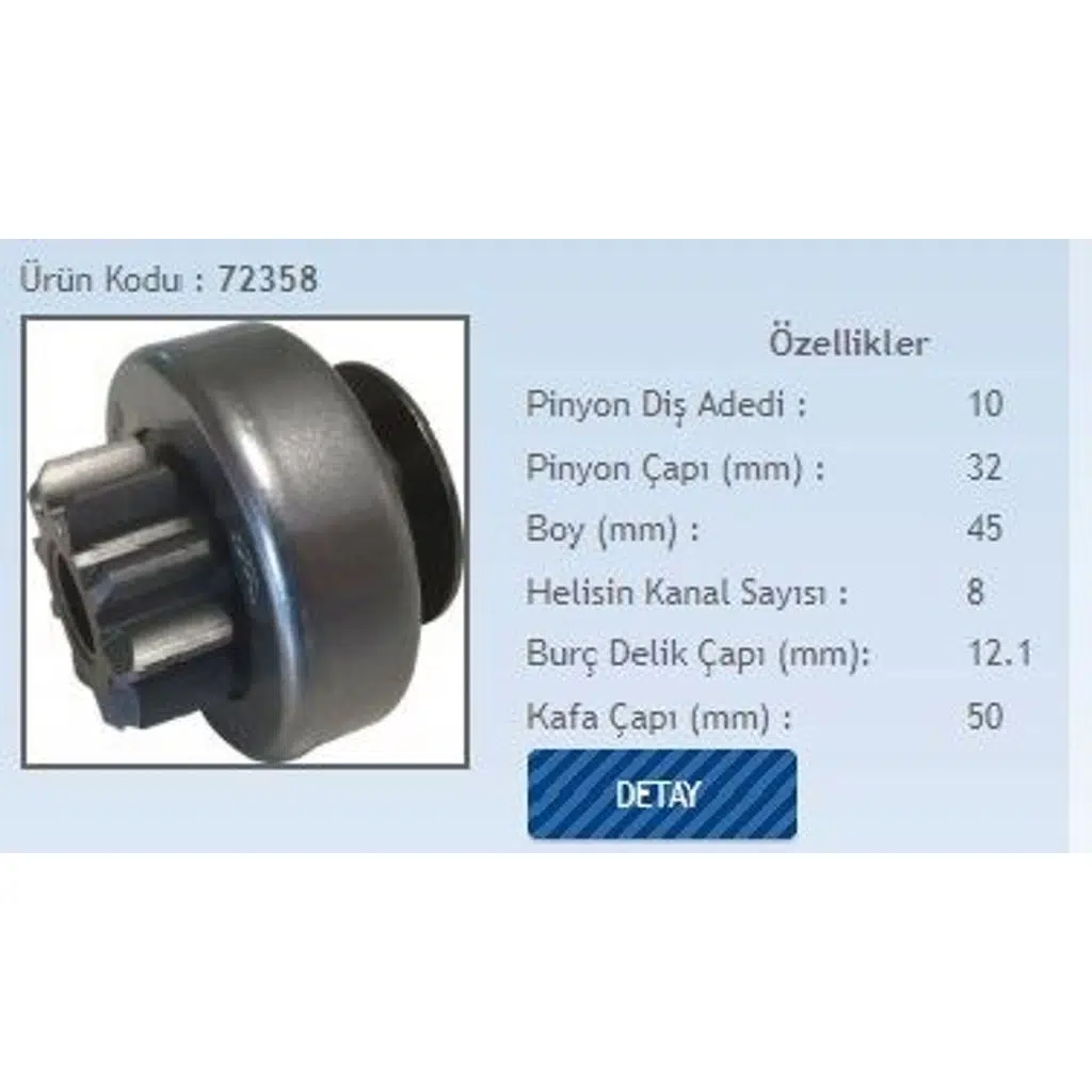 MARŞ DİŞLİSİ 10 DİŞ 8 KANAL VALEO TİPİ FORD RENAULT MASTER (1 AD )