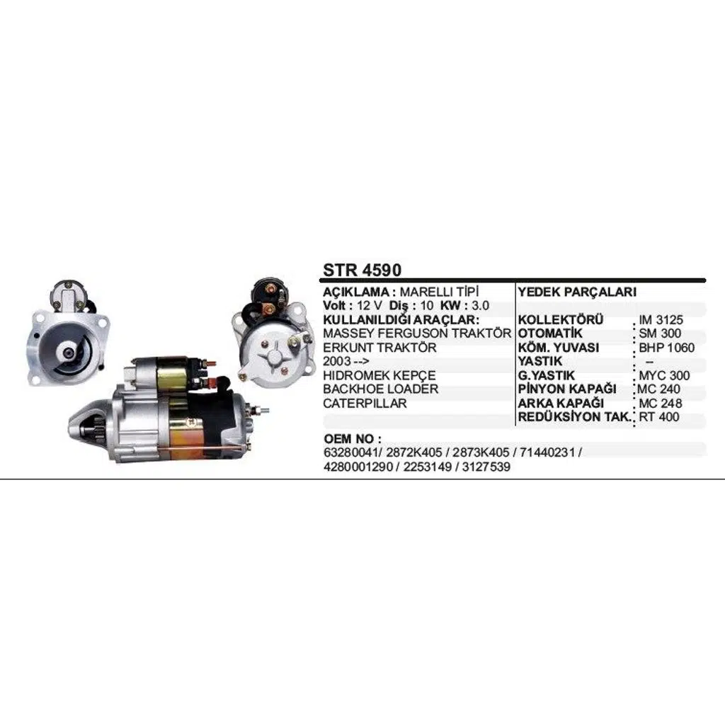 MARŞ MOTORU 10 DİŞ 12V FIAT DUCATO JUMPER BOXER MASSEY)/ERKUT TRAKTÖR 03->/ MARELLI-MAGNETON TİP (1 AD )