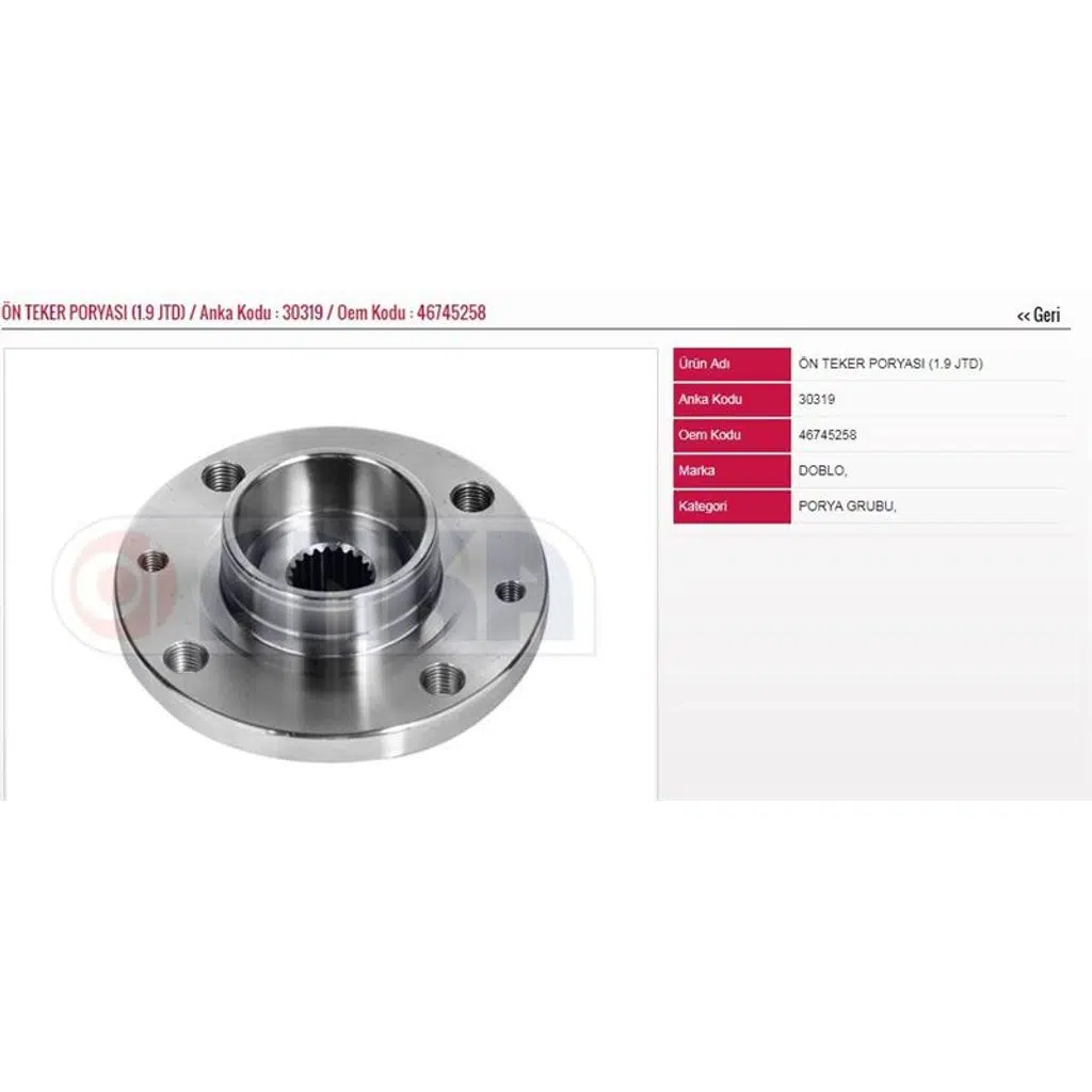 ÖN TEKER PORYASI 1.9 JTD FIAT DOBLO 00-10 (1 AD )