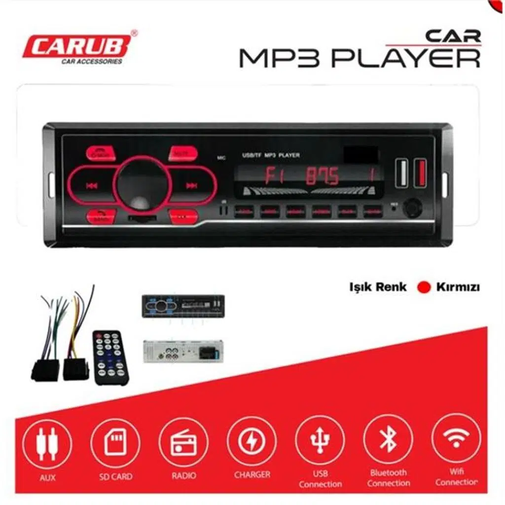OTO TEYP ÇİFT USB AUX SD CARD RADIO ŞARJ BLUETOOTH WİFİ (1 AD )