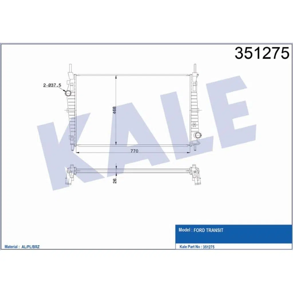 RADYATÖR AL/PL/BRZ FORD TRANSIT 3.2 TDCI 06-> AC7NAC (1 AD )