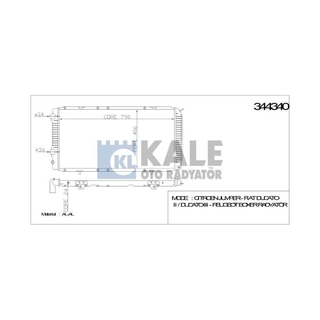 RADYATÖR CITROEN JUMPER - FIAT DUCATO II / DUCATO III - PEUGEOT BOXER AL/BRZ (1 AD )