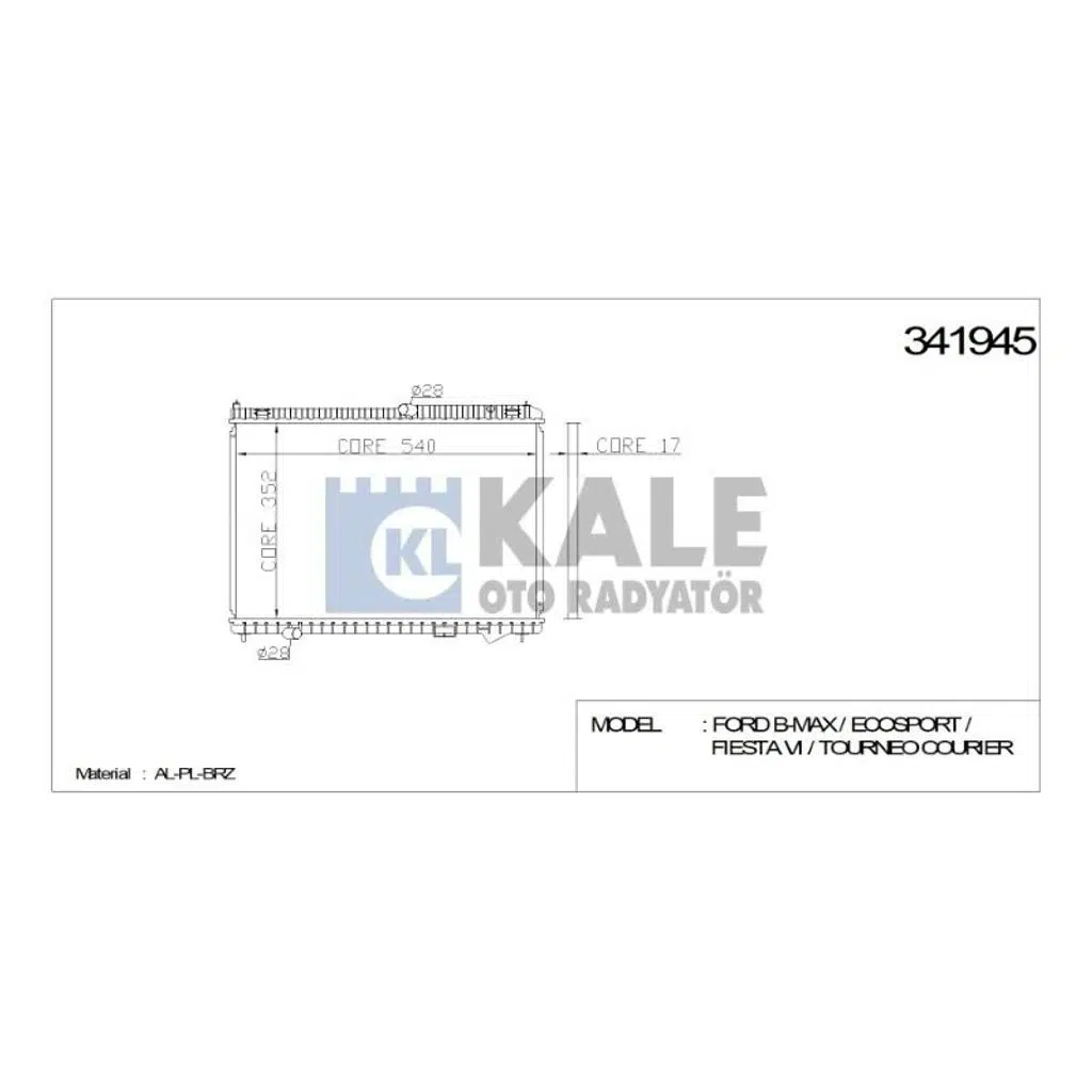 RADYATÖR FORD B-MAX FIESTA VI /FIESTA VI VAN TRANSIT COURİER 09+ TDCI AL/PL/BRZ (1 AD )