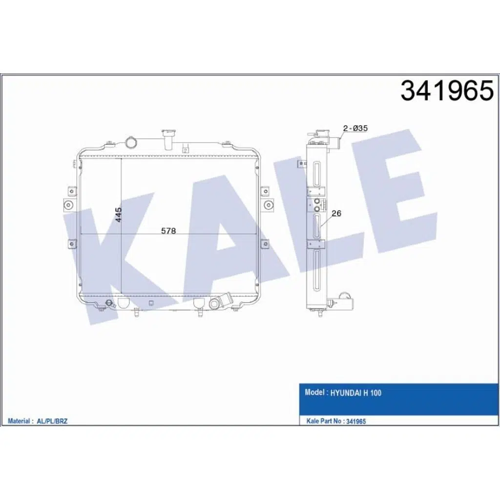 RADYATÖR HYUNDAI H100 KAMYONET H1 2.5TDİ () AL/PL/BRZ (1 AD )