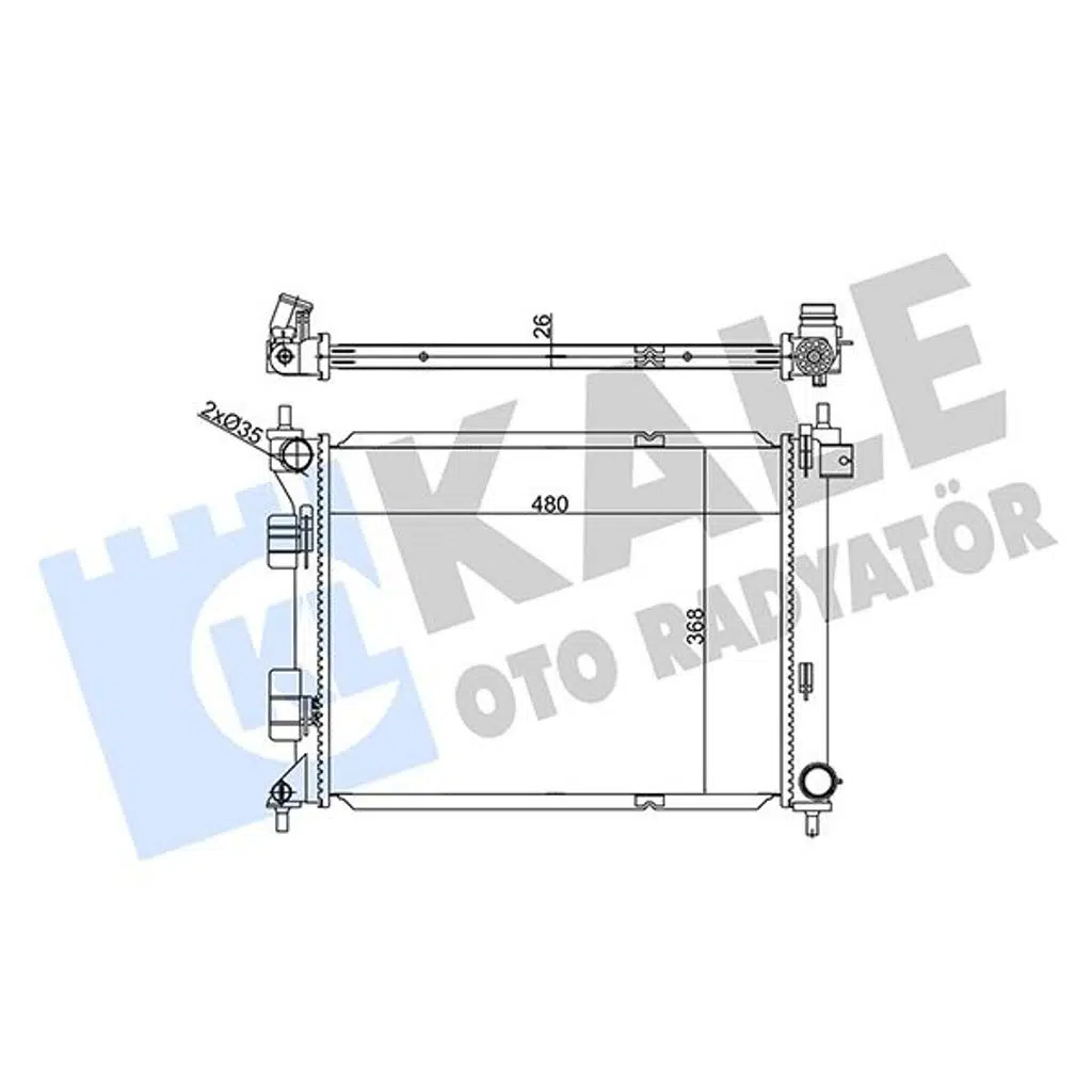 RADYATÖR HYUNDAI/KIA HYUNDAI İ20 ; İ20 ACTIVE 1.1/1.4CRDI 14=> (MT) AL/BRZ 480×368X26 (1 AD )