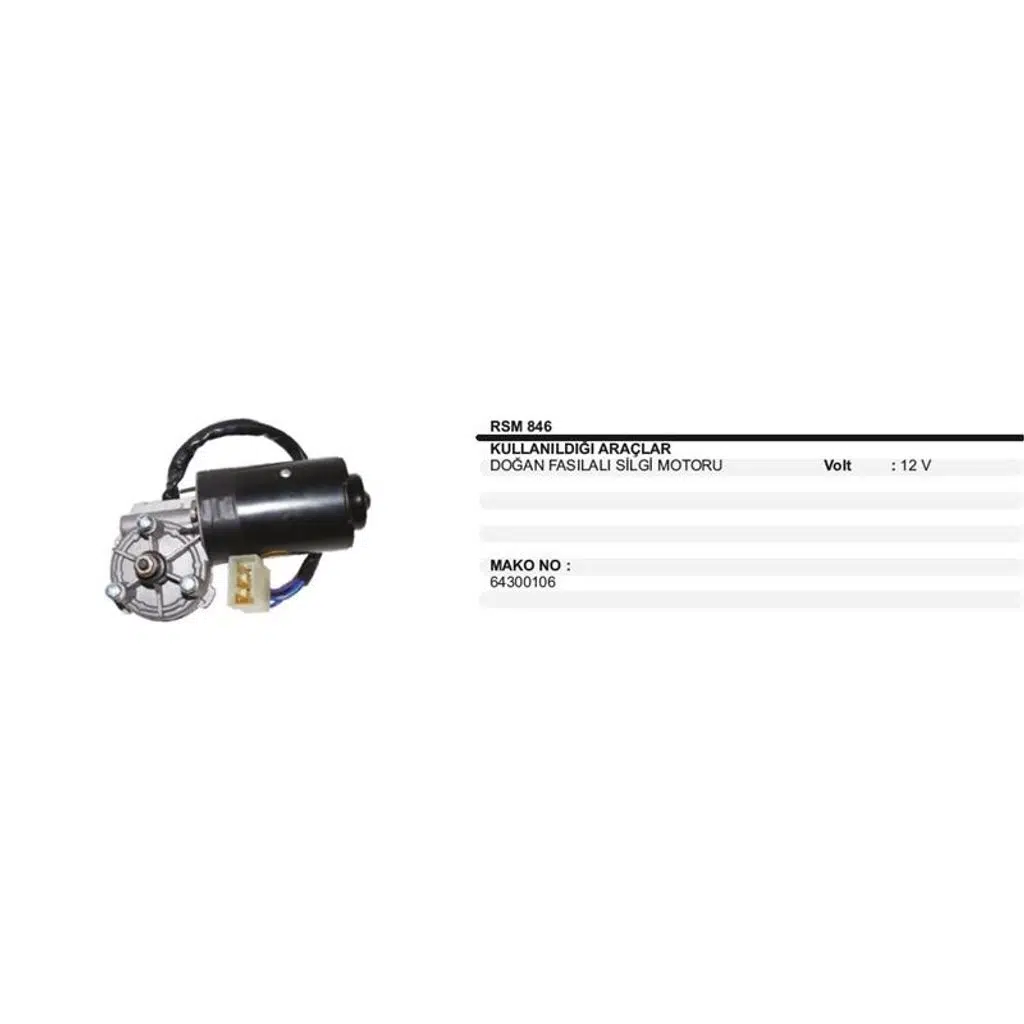 SİLECEK MOTORU 12V FIAT DOĞAN FASILALI MAKO 64300106 131 DKŞ SOMUNLU (1 AD )