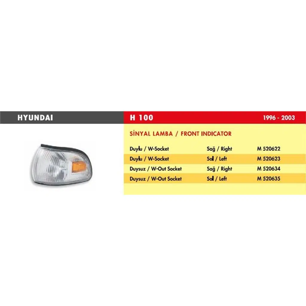 SİNYAL LAMBA HYUNDAI H100 / SOL (DUYSUZ) (1 AD )