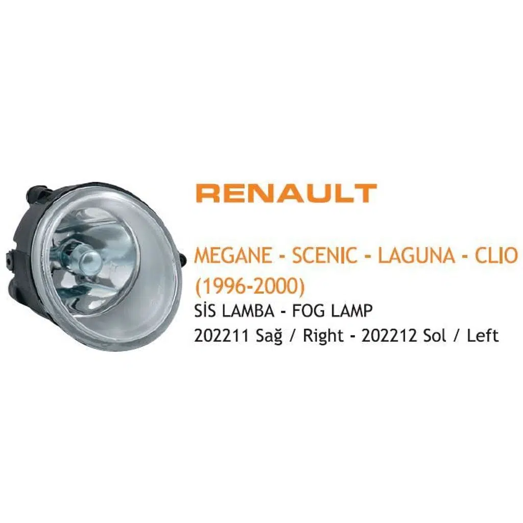 SİS LAMBASI SOL RENAULT KANGOO II MEGANE I LAGUNA TWINGO 01 SCENIC 01- OPEL VIVARO 02- (YUVARLAK H1) (1 AD )