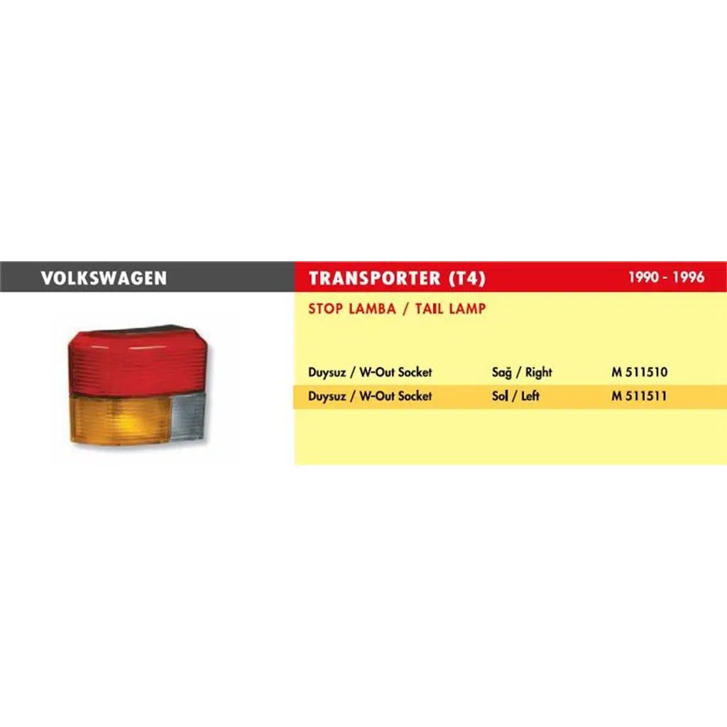 STOP LAMBA VW TRANSPORTER T4 / SAĞ (SARI) (DUYSUZ) (1 AD )