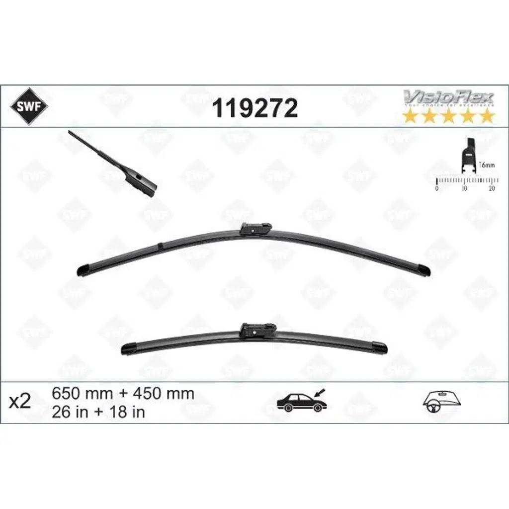 (SWF) SİLECEK SÜPÜRGESİ (X2) 650/450MM (RUZGARLIKLI) AUDI A3- VW GOLF VII (1 TK )