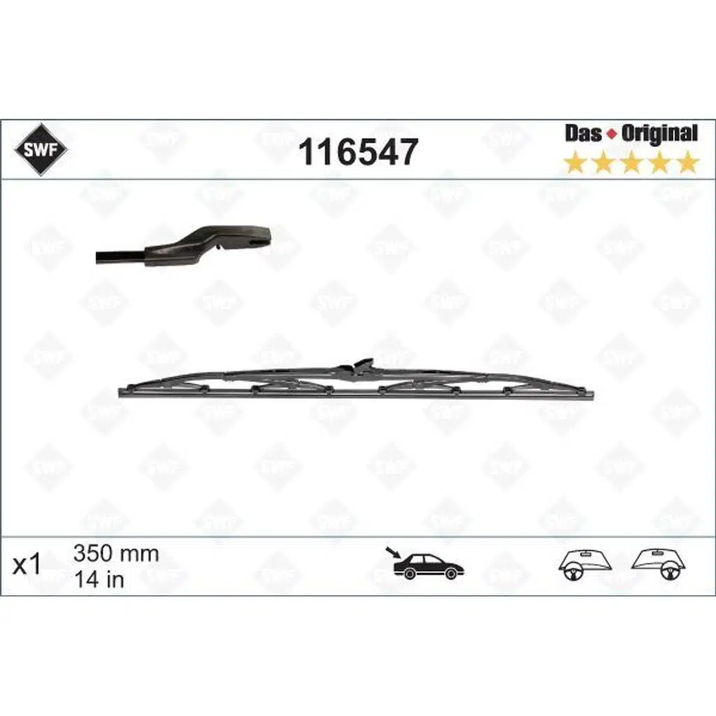 SWF (X1) (350 MM) ARKA SİLECEK SÜPÜRGESİ EM FORD FOCUS 2, VOLVO V50 (1 AD )