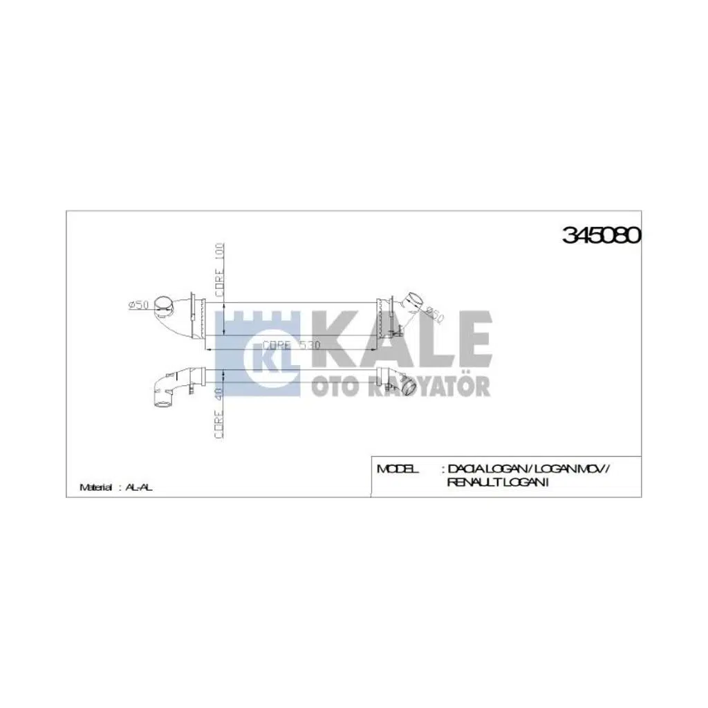 TURBO RADYATÖRÜ (INTERCOOLER) DACIA LOGAN / LOGAN MCV / RENAULT LOGAN I AL/PL/BRZ (6001548727) (1 AD )