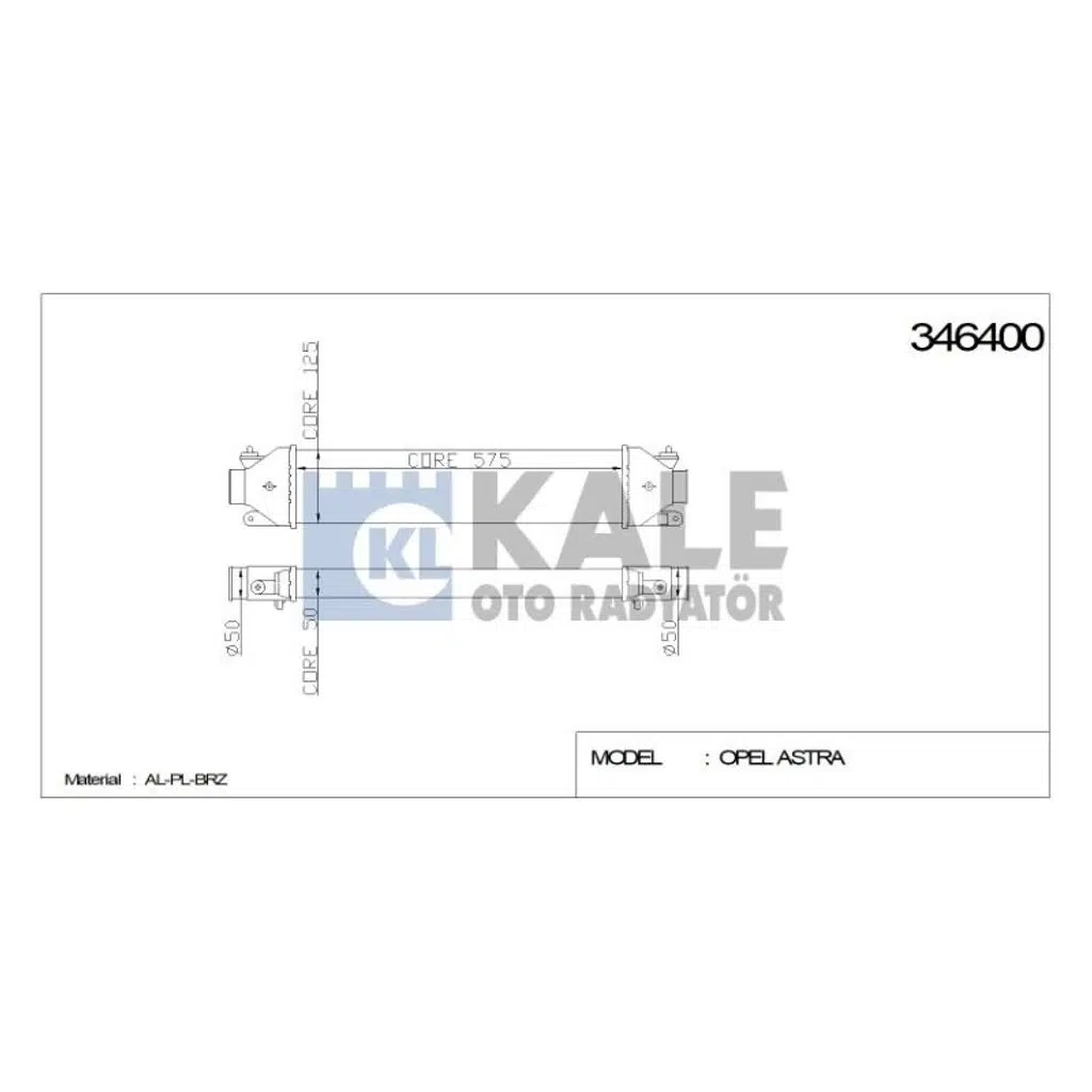 TURBO RADYATÖRÜ (INTERCOOLER) FIAT BRAVO II DOBLO PRATICO PUNTO PUNTO EVO GRANDE PUNTO (572X127X50) (1 AD )